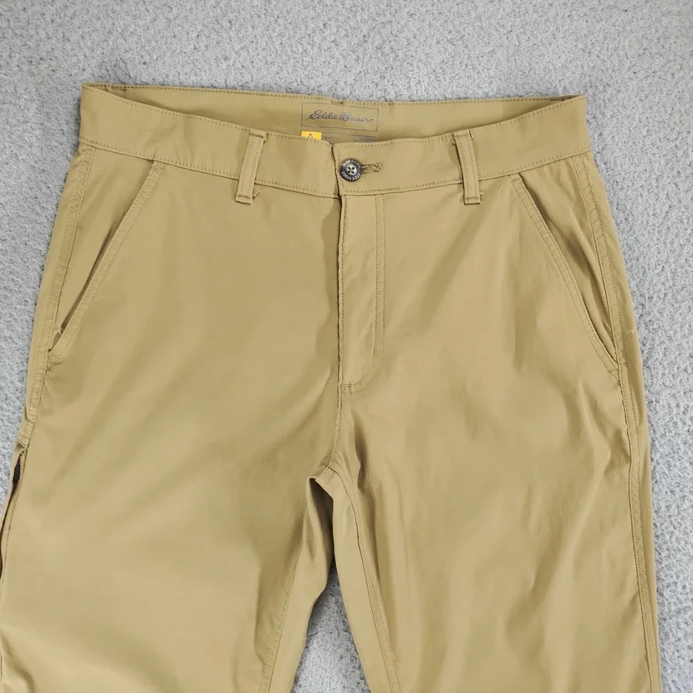 Eddie Bauer Pants Mens 33x32 Tan Travex Tech Mid-Rise Straight Leg Stretch Chino